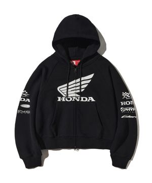 [Crop] Honda Racing Logo Hoodie Zip-up_Black