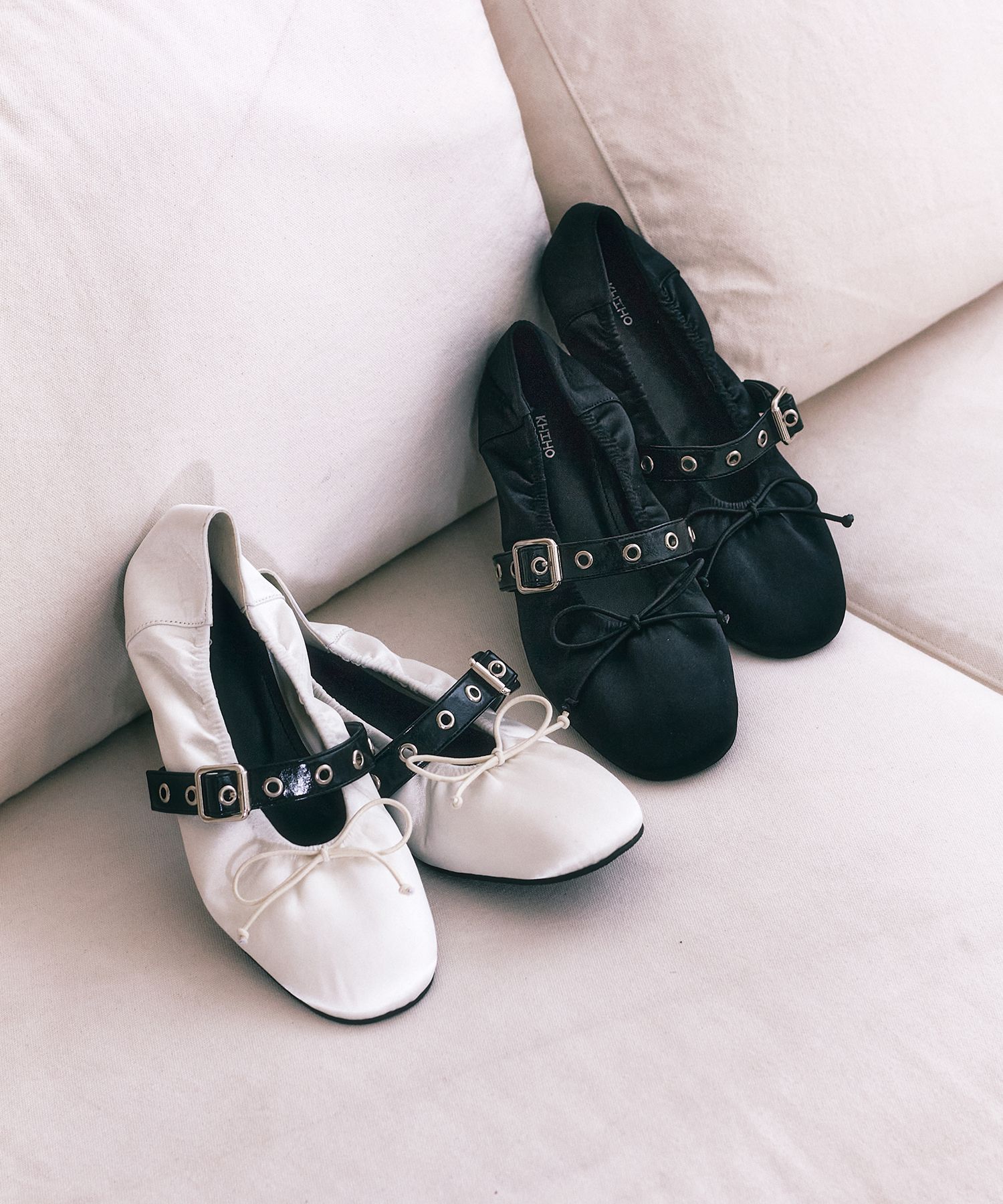 KHIHO ♥ SATIN SHIRRING BALLERINA FLATS /追跡付 MUSINSA | KHIHO Satin shirring ballerina flats 3color