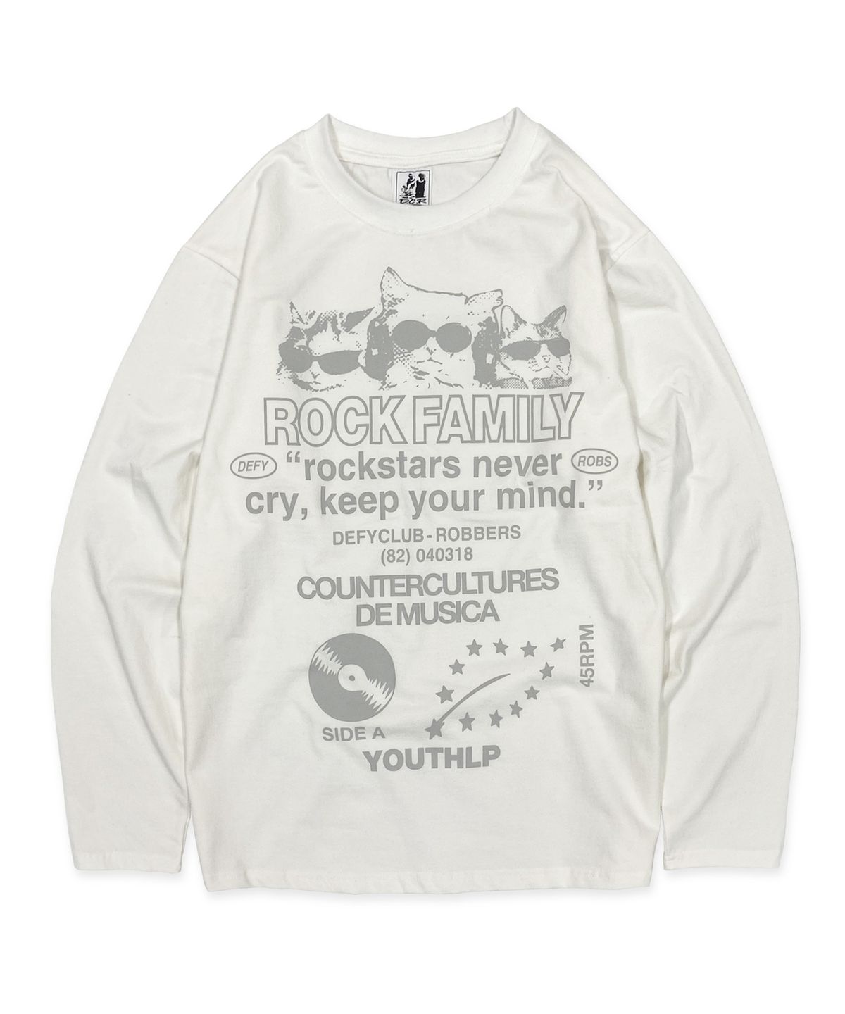 디파이클럽로버스(DEFYCLUBROBBERS) Rock Family Long Sleeves (White Gray)