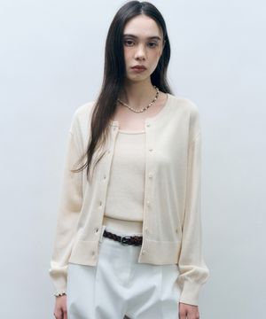 [SET] 린넨 라운드넥 가디건 오트밀 MDCD043OATMEAL