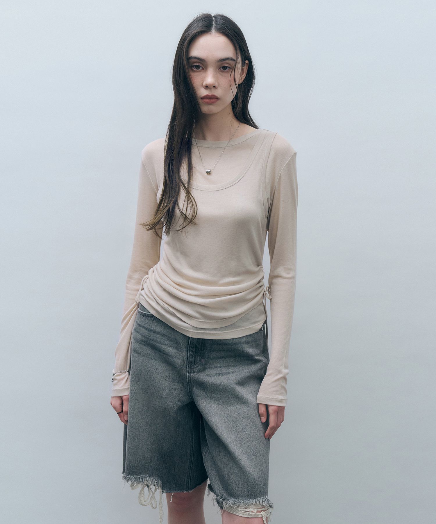 MUSINSA | SCULPTOR Heavenly Button Down T-shirt Beige