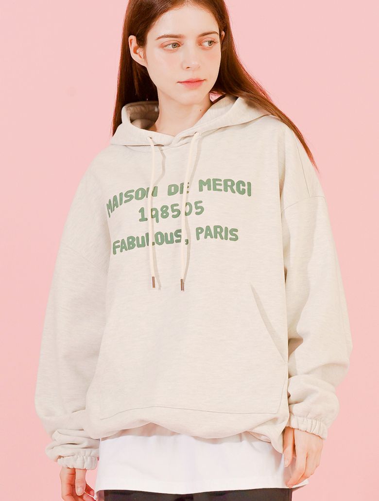 UNISEX 밴딩 세미 오버핏 후디 오트밀(FCF1TS321M)