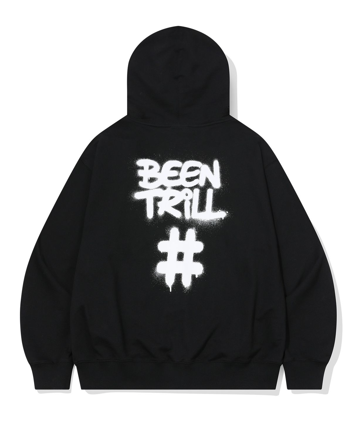 빈트릴(BEENTRILL) 스프레이 해시태그 후드 집업(블랙)