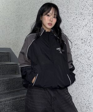 하이넥 블루종 집업_블랙