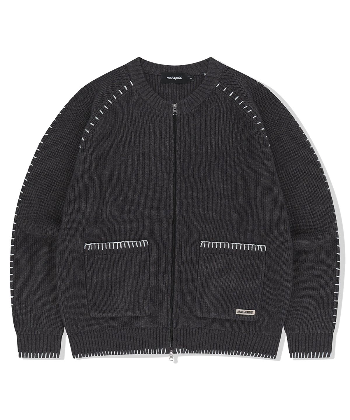 마하그리드(MAHAGRID) STITCH ZIP-UP KNIT CHARCOAL(MG2FSMK680A)