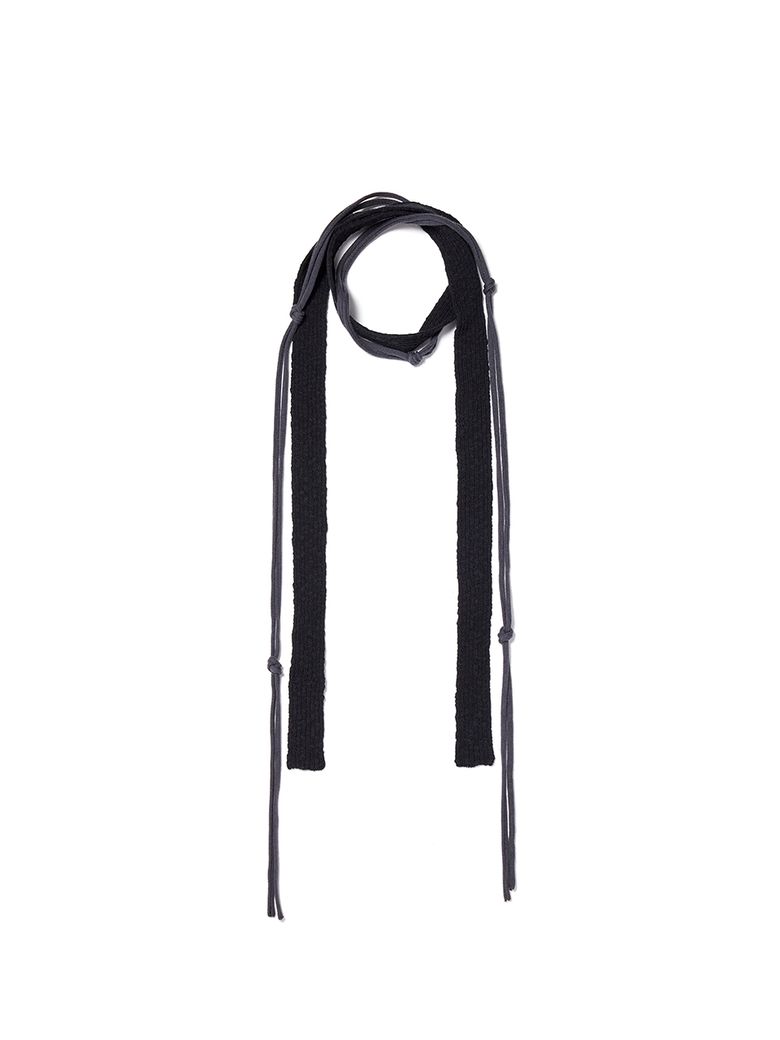 STRING LAYERED TWO WAY MUFFLER IN BLACK