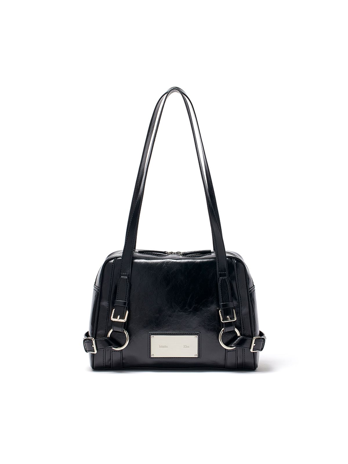 마뗑킴(MATIN KIM) BIKER DETAIL SQUARE SHOULDER BAG IN BLACK