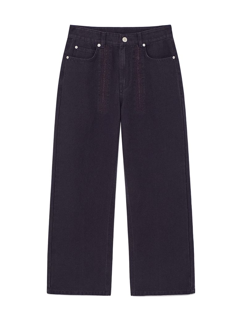 STITCH POINT WASHED COTTON PANTS IN PURPLE