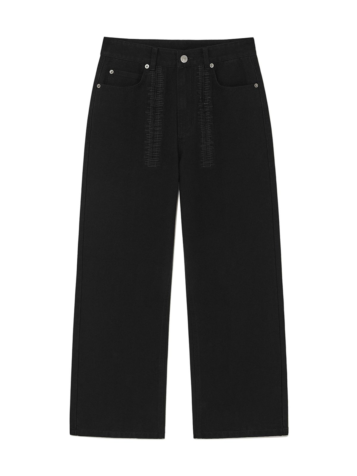 마뗑킴(MATIN KIM) STITCH POINT WASHED COTTON PANTS IN BLACK