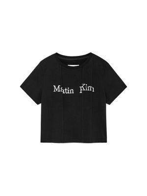 UNBALANCE TYPO LOGO CROP TOP IN BLACK