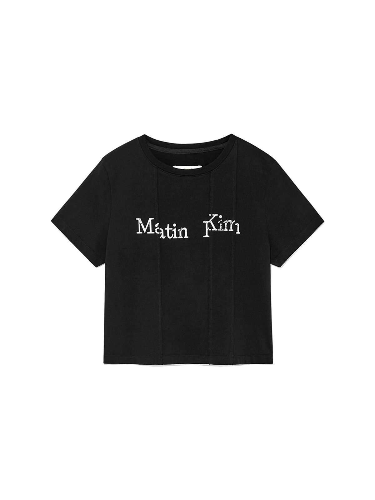마뗑킴(MATIN KIM) UNBALANCE LOGO CROP TOP IN BLACK