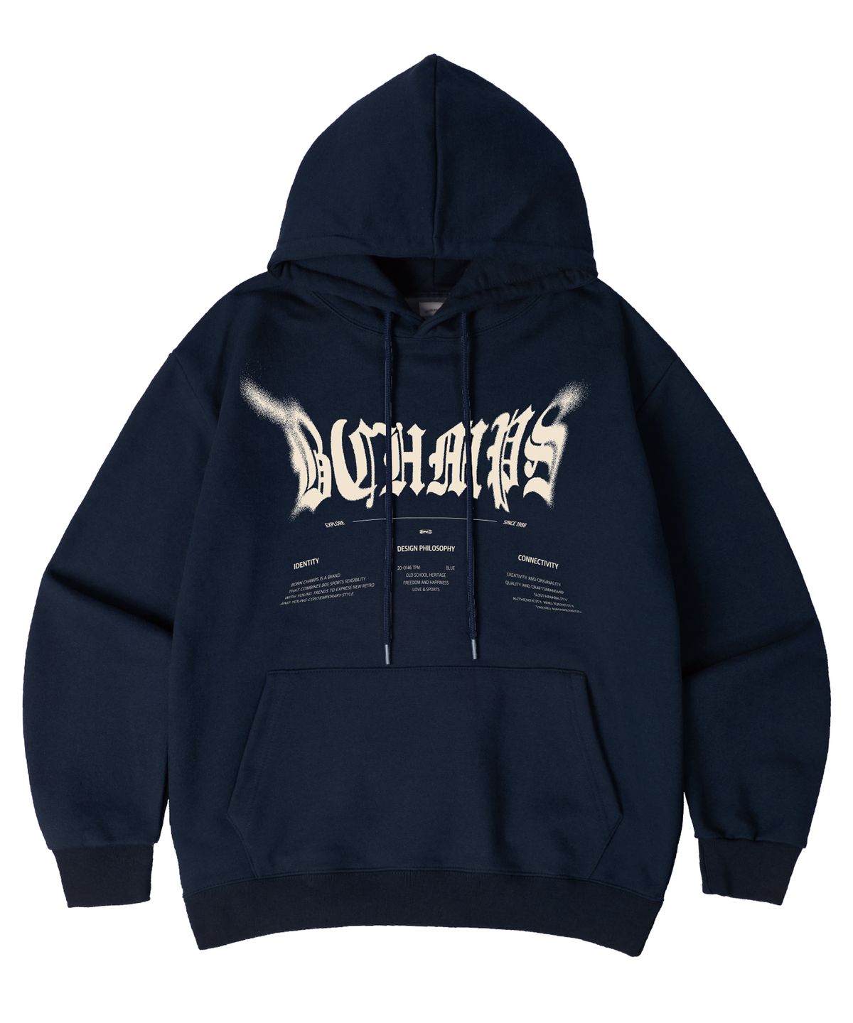 본챔스(BORN CHAMPS) [7 COLORS] DISTORTED DUST 오버핏 후드 티셔츠 B25ST09 [기모/NO기모]