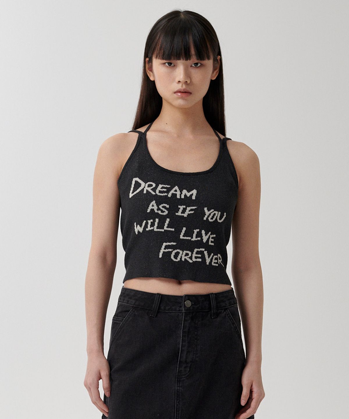 마하그리드(MAHAGRID) LETTERING SLEEVELESS KNIT BLACK(MG2FMFK613A)