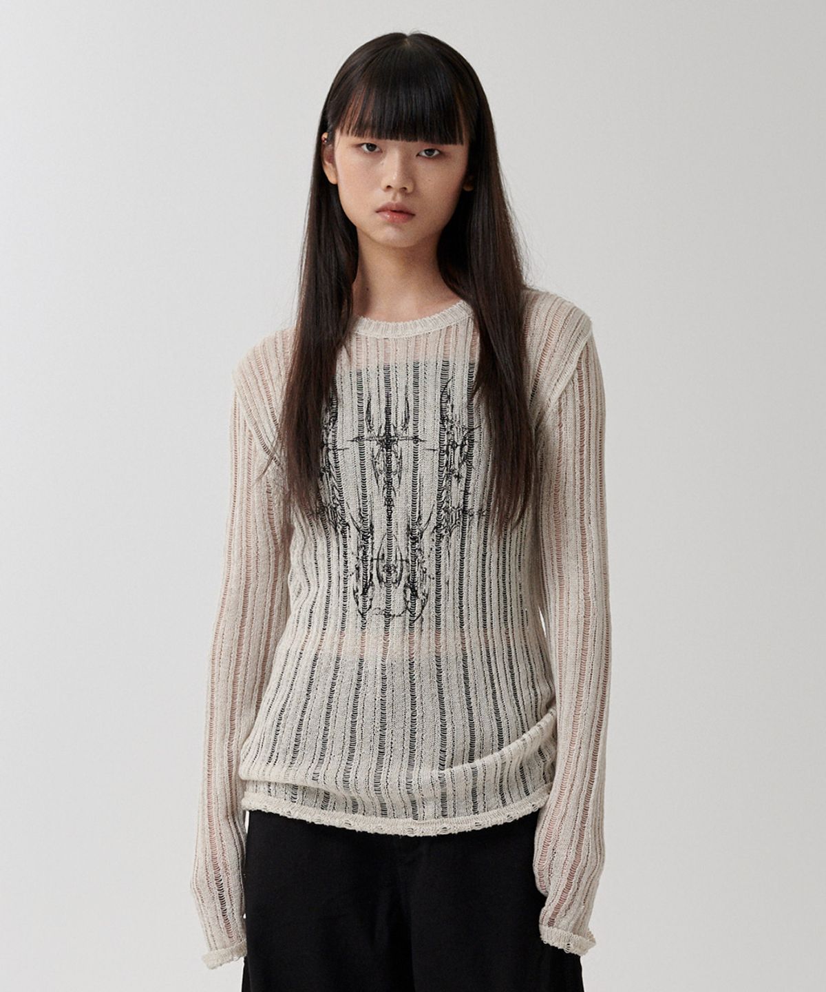 마하그리드(MAHAGRID) TATTOO CROCHET KNIT OATMEAL(MG2FMFK615A)