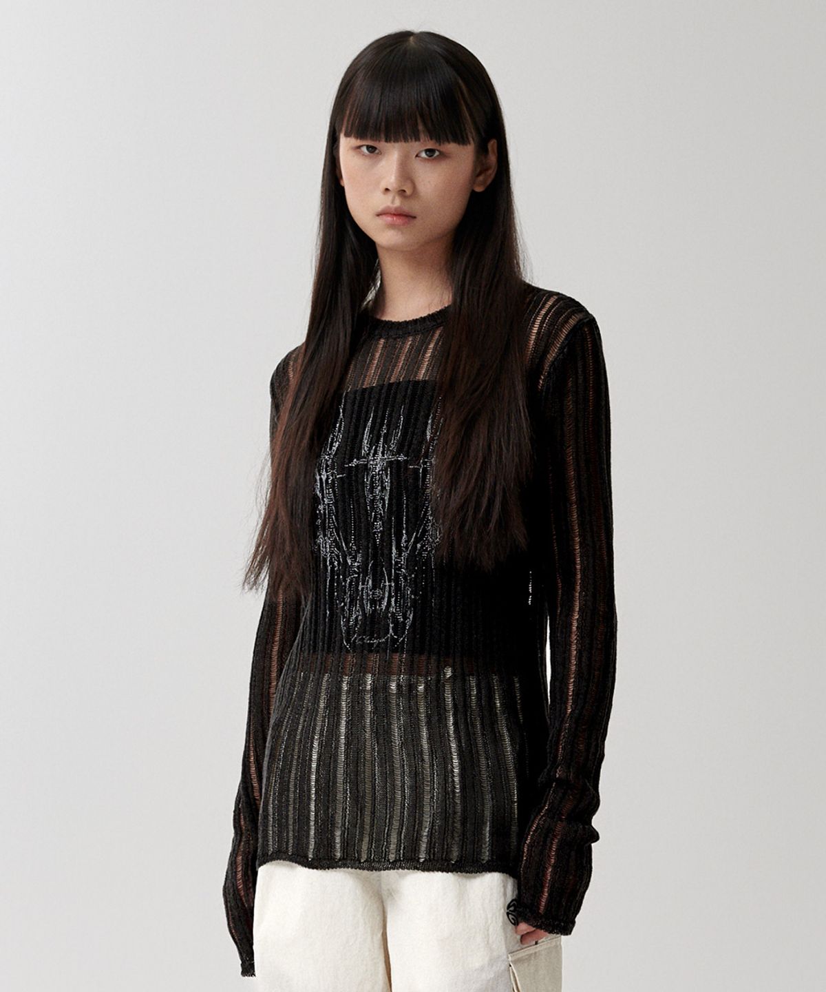 마하그리드(MAHAGRID) TATTOO CROCHET KNIT BLACK(MG2FMFK615A)