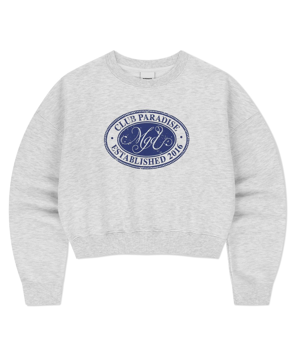 마하그리드(MAHAGRID) CLUB PARADISE CROP SWEATSHIRT LIGHT GREY(MG2FSFM449A)