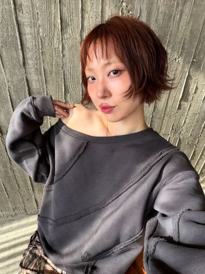 CUT OFF ONE SHOULDER SWEATSHIRT CHARCOAL(MG2FSFM452A)