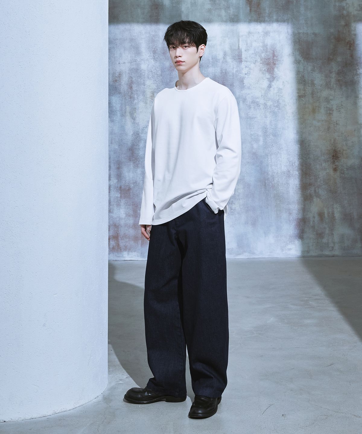 드로우핏(DRAW FIT) 와이드 트위스트 데님 팬츠 [DEEP INDIGO]