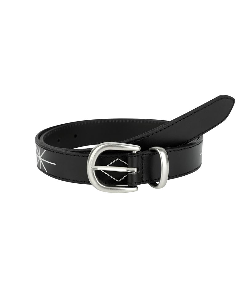 STITCH LEATHER BELT BLACK(MG2FSMAB75A)