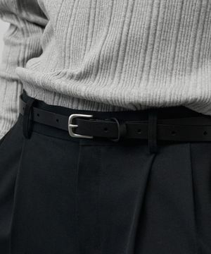 카우 슬림 레더 벨트 [BLACK]