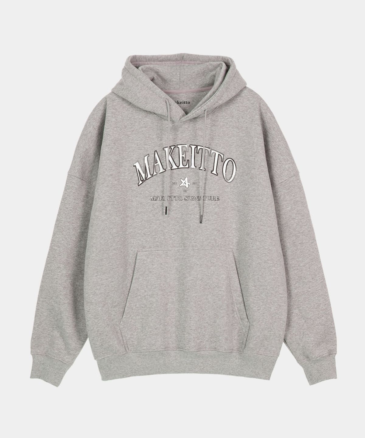 메이킷투(MAKEITTO) 페인트 레터링 로고 후디_멜란지