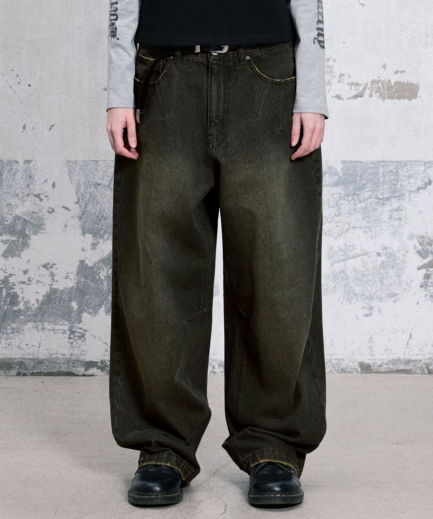 ★2025SS新作★1993STUDIO★WASHED WIDE DENIM PANTS MUSINSA | 1993STUDIO Washed Wide Denim Pants_Brown
