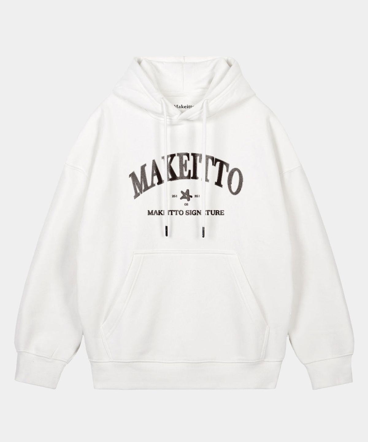 메이킷투(MAKEITTO) 페인트 레터링 로고 후디_화이트