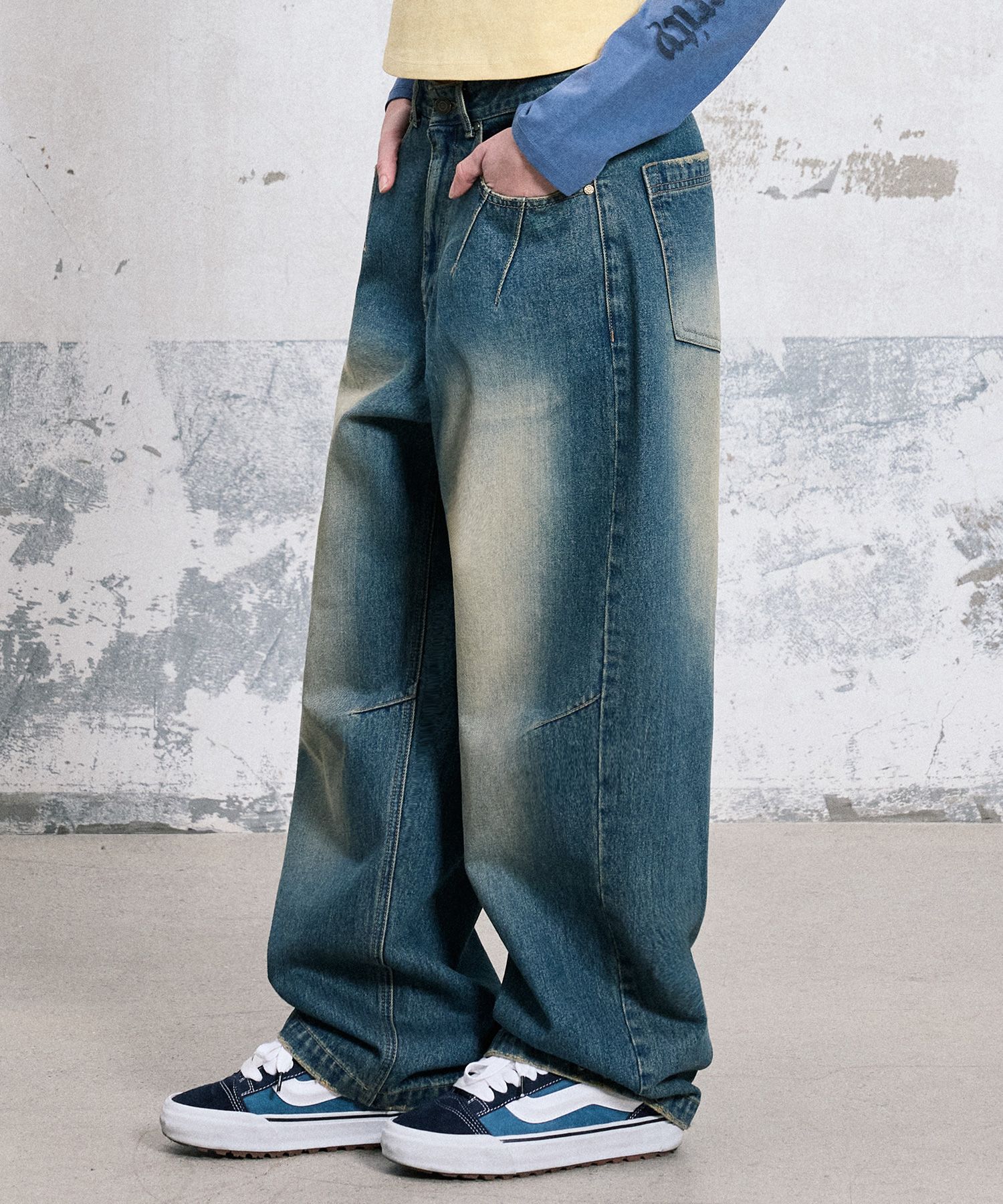 ★2025SS新作★1993STUDIO★WASHED WIDE DENIM PANTS MUSINSA | 1993STUDIO Washed Wide Denim Pants_Sand Blue