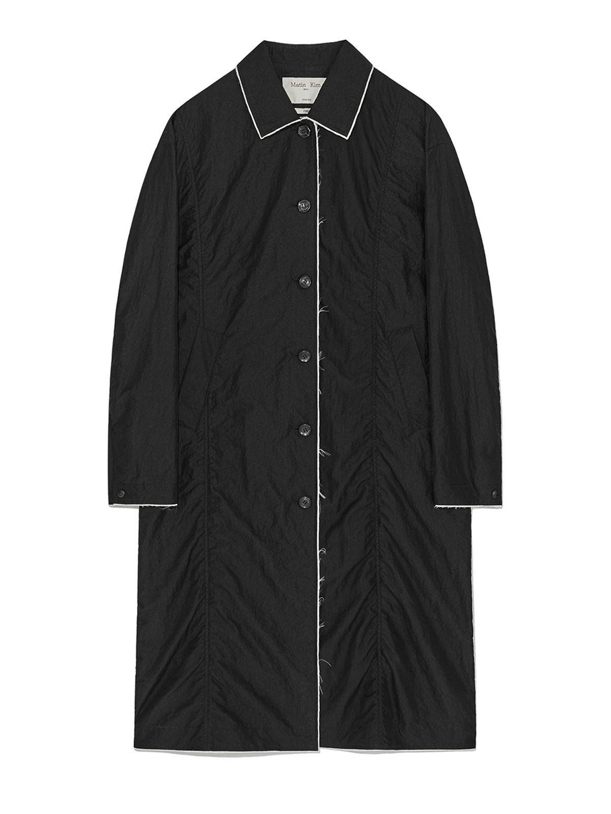 마뗑킴(MATIN KIM) BACK LOGO POINT NYLON LONG COAT FOR WOMEN IN BLACK