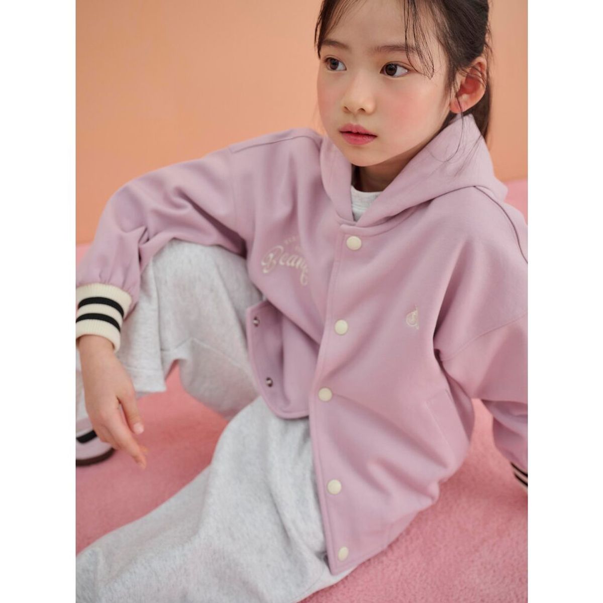 빈폴 키즈(BEANPOLE KIDS) 져지 스테디움 후드 점퍼  라이트 퍼플 (BI5141U11V)