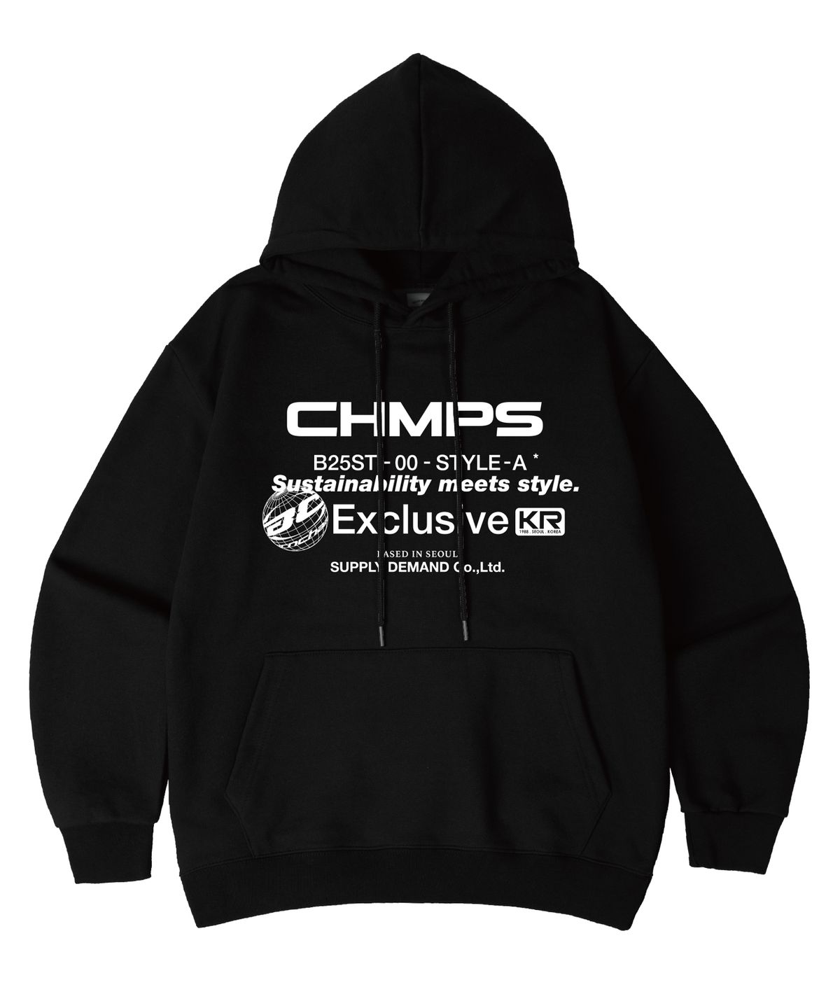 본챔스(BORN CHAMPS) [6 COLORS] CHMPS EXCLUSIVE 오버핏 후드 티셔츠 B25ST11 [기모/NO기모]