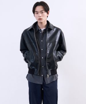 레더 블루종 점퍼 블랙