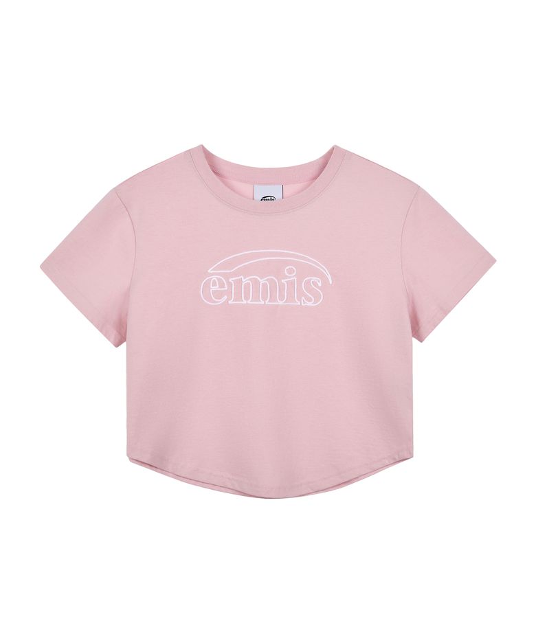 CHAIN STITCH T-SHIRT-PINK/WHITE