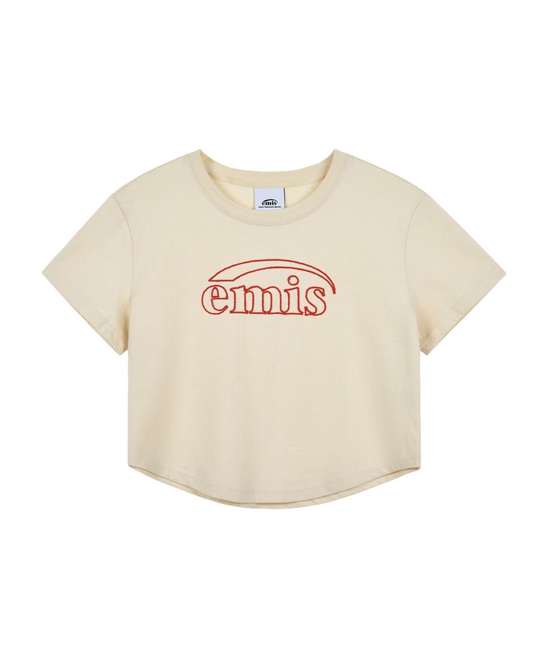 CHAIN STITCH T-SHIRT-BEIGE/RED