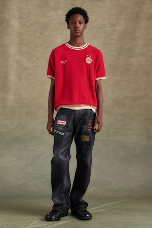 ADSB 패치 스프레이 워쉬 와이드 레그 데님 팬츠 apa816m(BLACK)