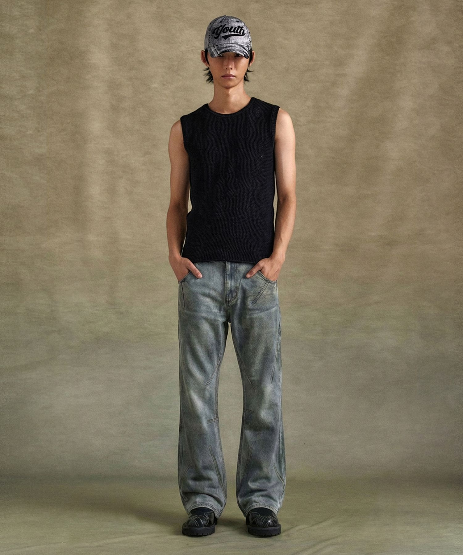 MUSINSA | ANDERSSON BELL Dirty Spray Wash Wide Leg Denim Pants