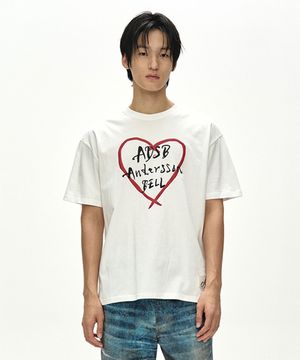 유니섹스 하트 켈리 로고 티셔츠 atb1290u(WHITE)