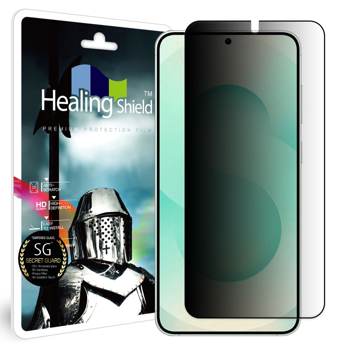 힐링쉴드(HEALINGSHIELD) 갤럭시S25 플러스 3D 풀커버 9H 사생활 정보보안 액정보호 강화유리필름 1매