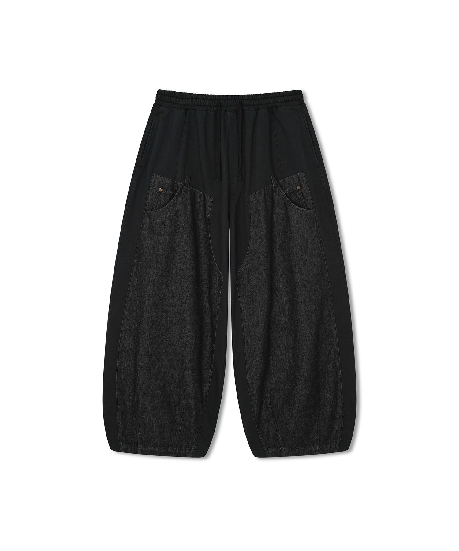 MUSINSA | ANGLAN Denim Double Sweat Balloon Pants - Black