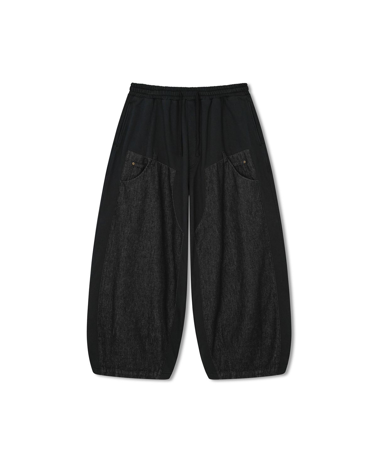 앵글런(ANGLAN) Denim Double Sweat Balloon Pants - Black