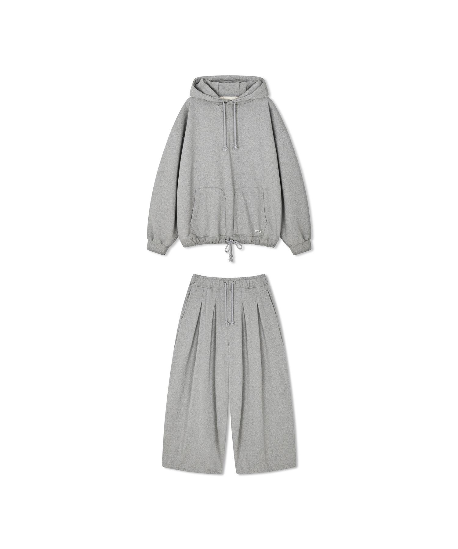 MUSINSA | ANGLAN Double Valley Tuck Sweat Set up - Melange Grey