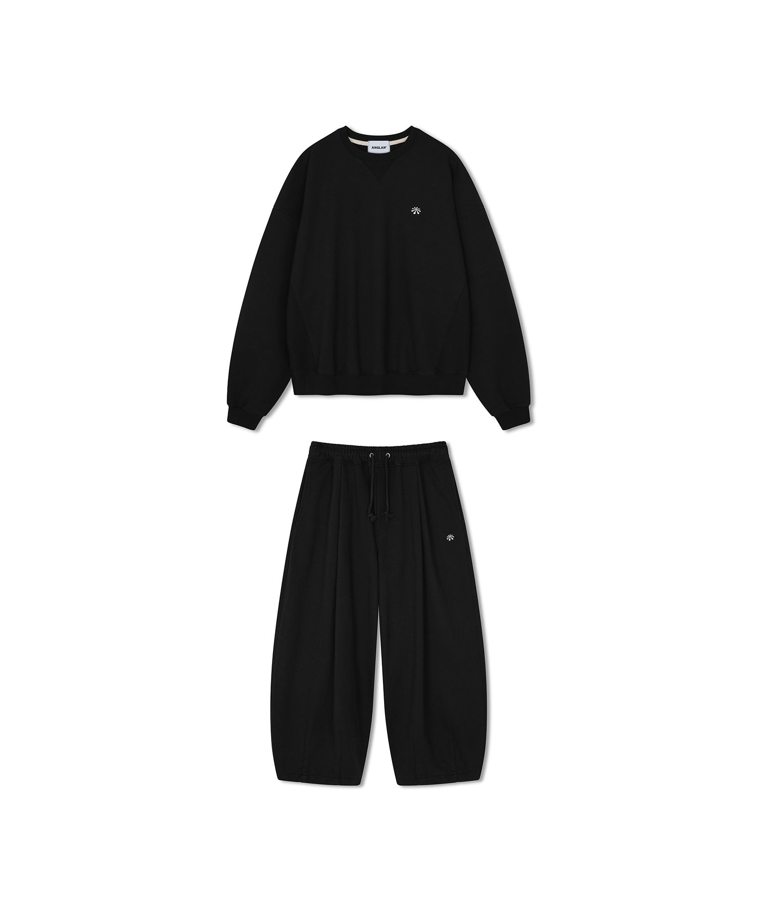 MUSINSA | ANGLAN Steady Symbol Sweat Set up - Black