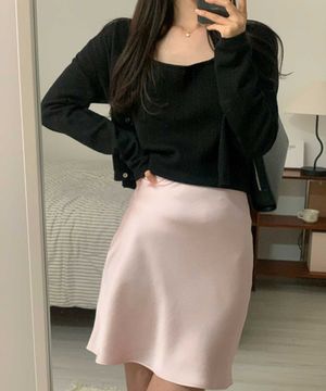 EYELET CARDIGAN SET-UP BLACK