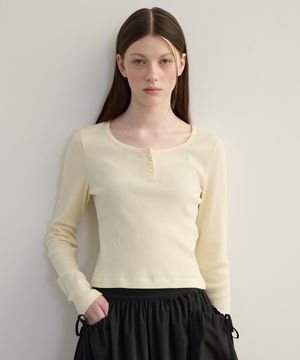 BUTTON LONG SLEEVE TOP BUTTER