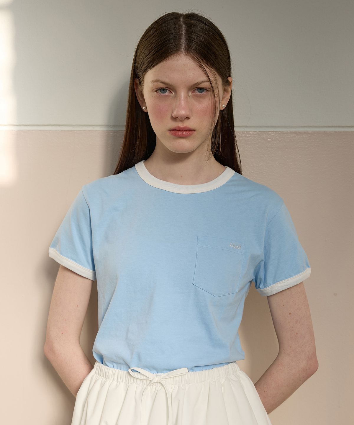 튜드먼트(TTUDEMENT) POCKET RINGER T-SHIRT LIGHT BLUE
