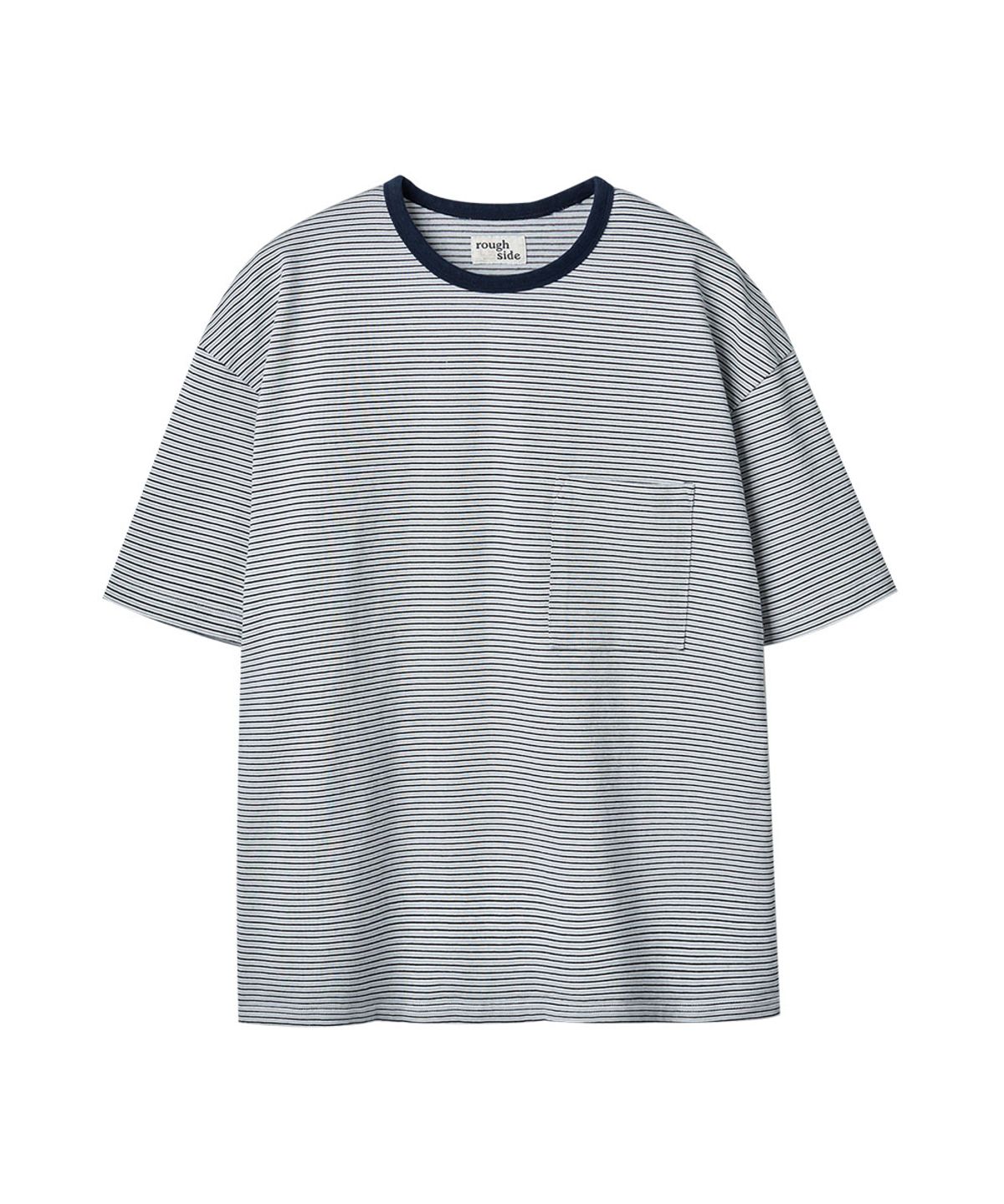 러프사이드(ROUGHSIDE) Pin Stripe Half Sleeve Navy
