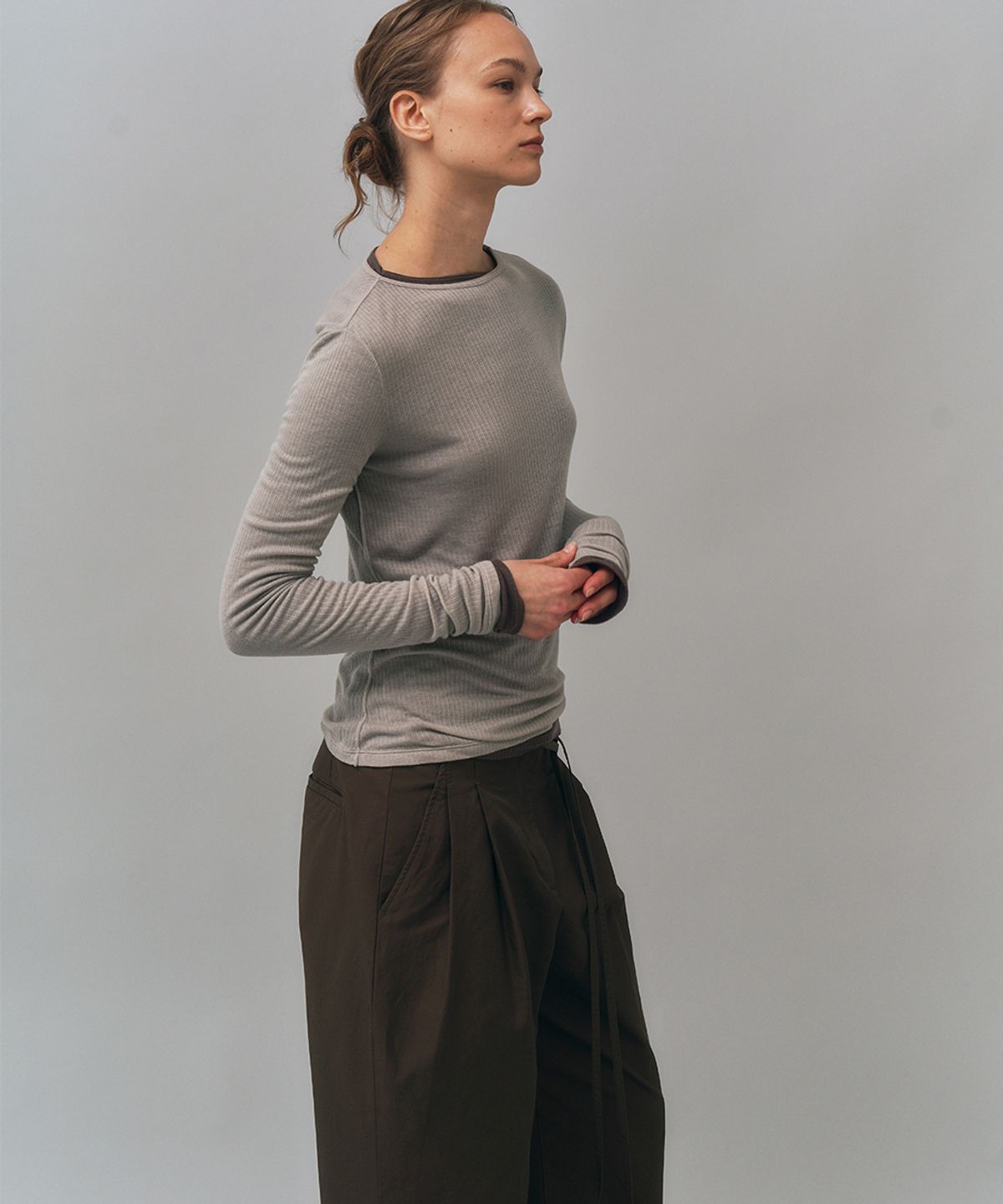 러프사이드 화이트라벨(ROUGH SIDE WHITE LABEL) Airy Long Sleeve Ash Grey