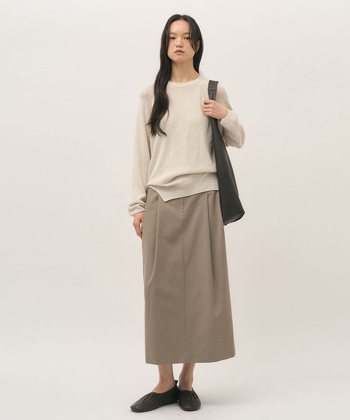 러프사이드 화이트라벨(ROUGH SIDE WHITE LABEL) Clever Skirt Humus