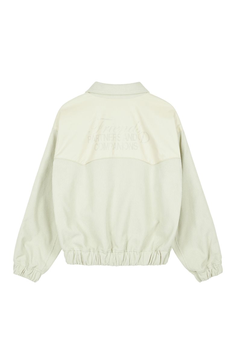 D & FRIENDS CORDUROY VARSITY JACKET IN IVORY