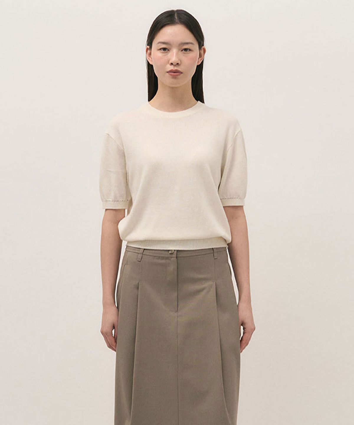 러프사이드 화이트라벨(ROUGH SIDE WHITE LABEL) Cling Half Knit Marshmallow